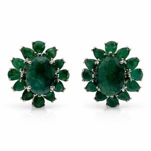 Sterling Silver Emerald Earrings New